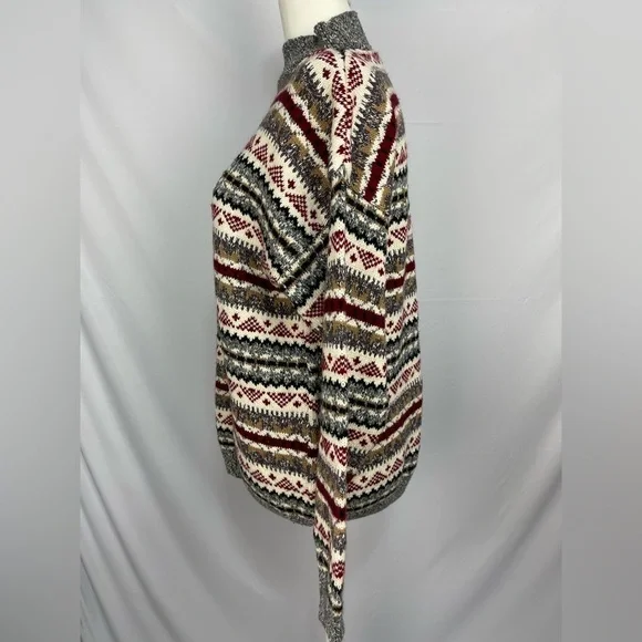 Carly Blake multi colored mock turtleneck pull over cotton sweater women’s M - Picture 6 of 15